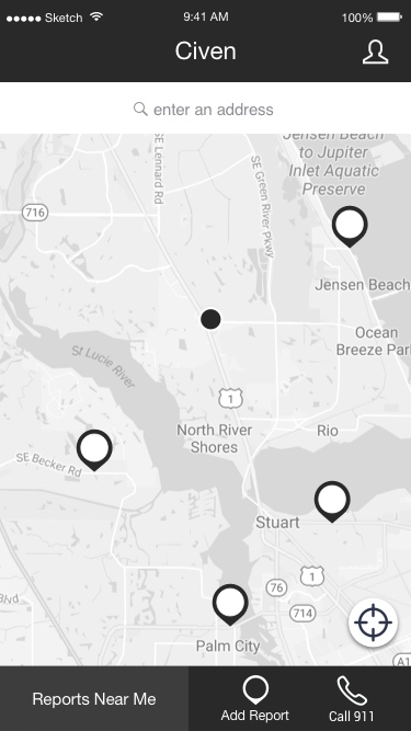 Wireframe of Incident Map