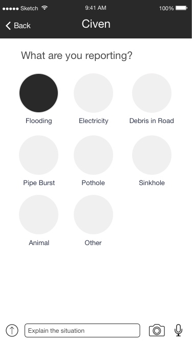 Wireframe of the First Step in Creating a Report