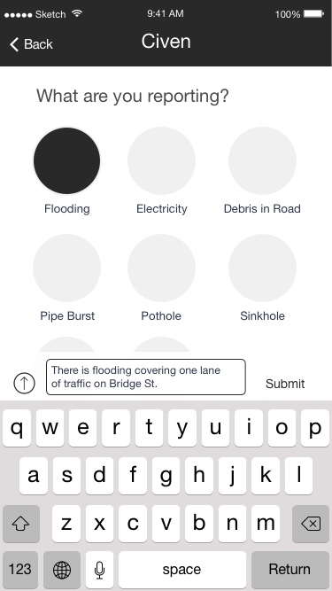 Wireframe of the Second Step in Creating a Report