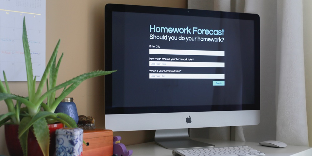 Homework Forecast Website Displayed on Computer