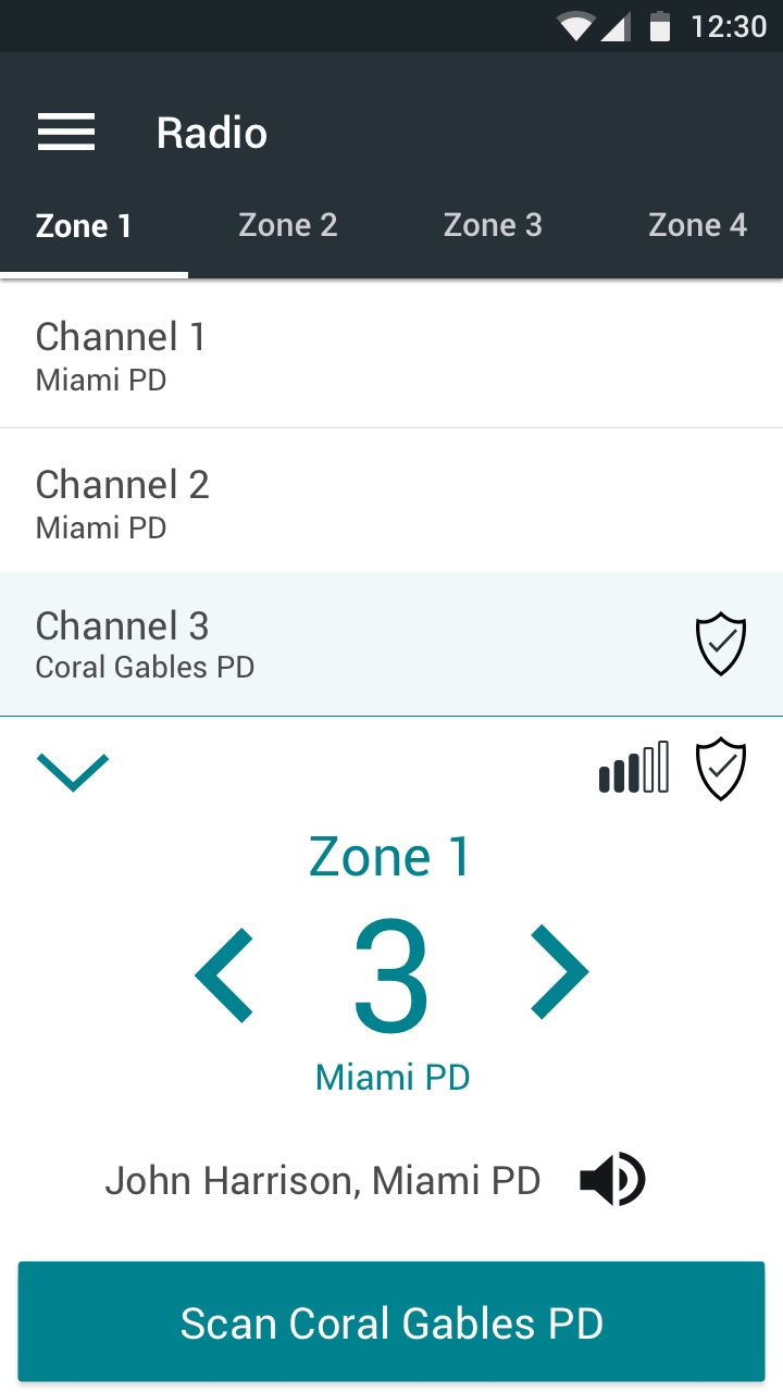 BlueLine Design of the Application's Radio Details Page