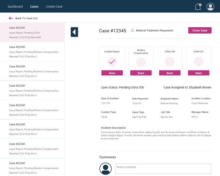 Case Info Drawer Design